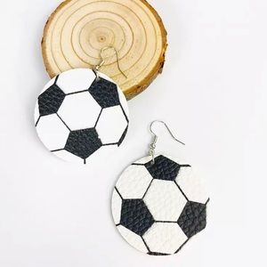 Soccer Genuine Leather Earrings